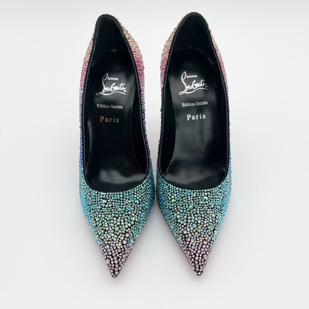 New Christian Louboutin Condora Strass Rainbow Crystal 100 Stiletto Heels EU 36 - Picture 7 of 13